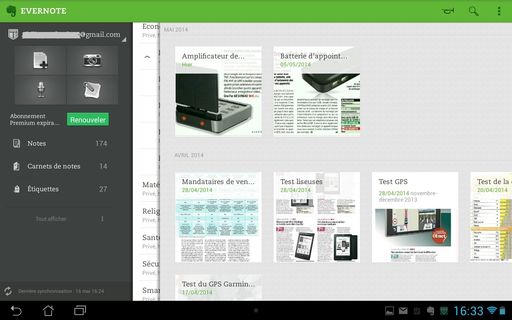 aperçu de l'application Evernote pour Android
