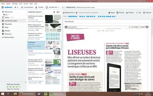 aperçu de l'application Evernote Desktop Windows