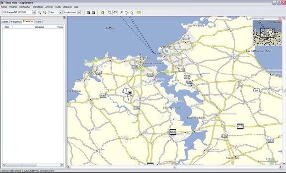 Mapsource Vue du logiciel Mapsource