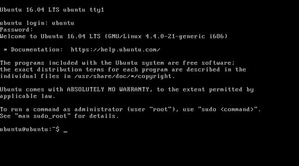 Console ubuntu server