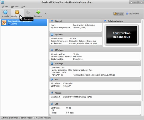 Configuration de la VM