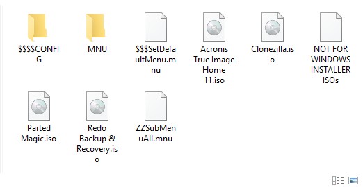 Images iso installées sur le disque dur