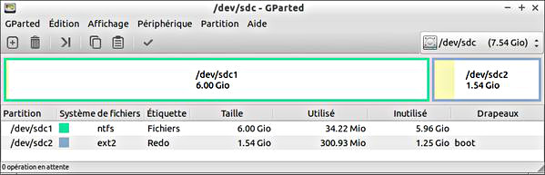 Exemple de partitionnement d'une clé USB de 8 Go
