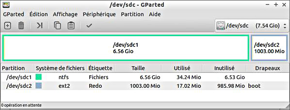 Partitionnement clé USB