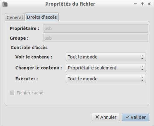 Permissions à accorder au script